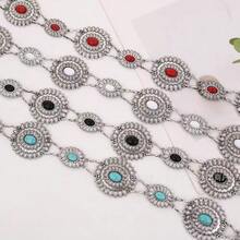 Metal Decor Waist Chain, Versatile Fashion Accessory For Women's Dress, Long Chain For Girl's Short Dress - Silver Blue Diamond - View 1