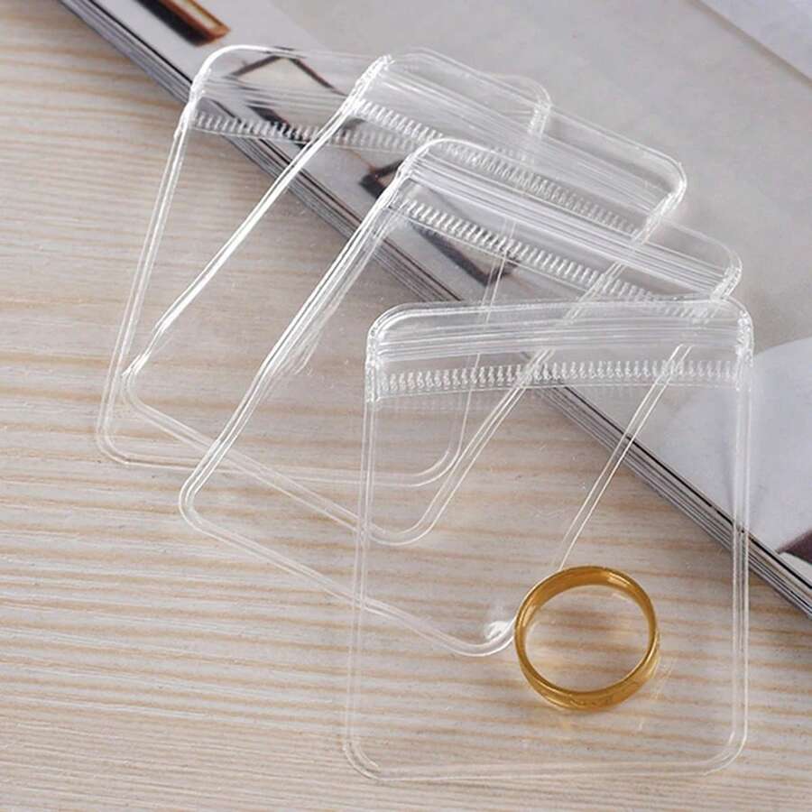 10/20/30 Pcs/Pack Transparent PVC Jewelry Bags, Anti-Oxidation Zipper Storage Pouch - Clear - View 1