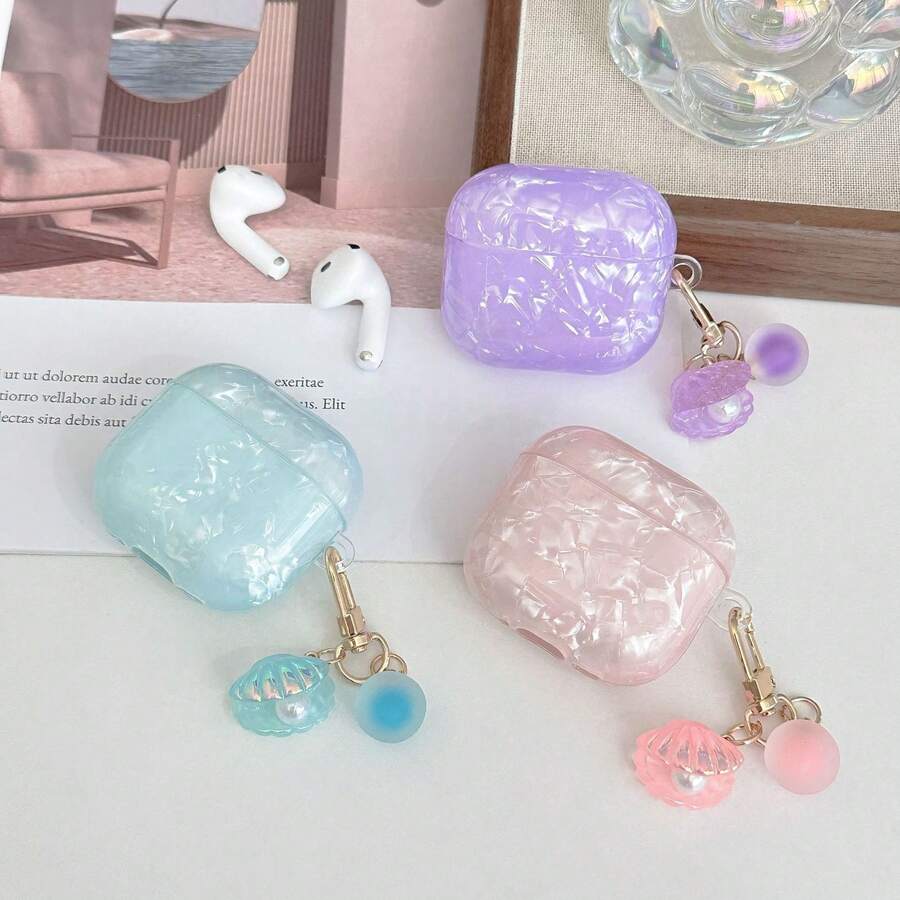 单包装炫彩外壳 保护套，带珍珠吊坠，时尚紫色和蓝色闪光 TPU 保护壳，防震防尘设计，兼容 1/2/3/4/Pro/Pro（第二代）/Pro3 型号 – 青少年礼物及日常使用