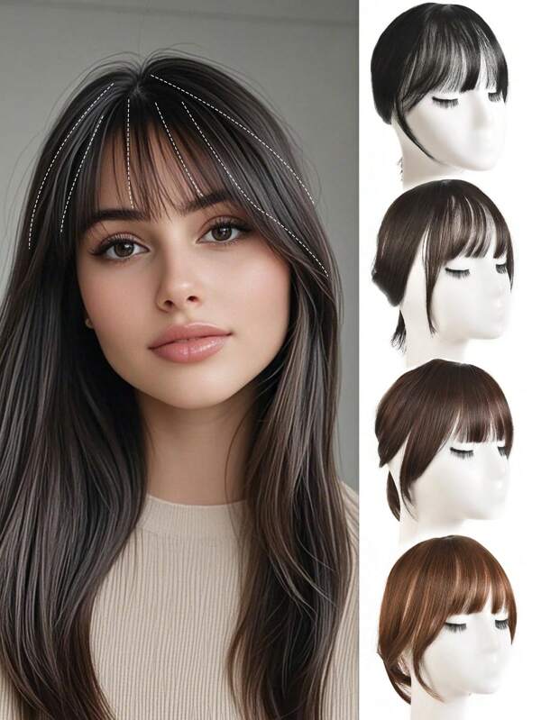 Clip-In Pony aus synthetischen Perücken, natürliche Luft Pony Fransen für Frauen, 3D Pony Clip-In Extensions, unsichtbare Haarteile für den täglichen Gebrauch von Frauen