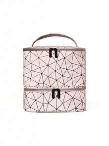 Nail Polish Makeup Case Makeup Bag Toiletry Bag Make Up Organizer Makeup Storage Cosmetic Bag For Makeup Tools Large Capacity Multifunctional Portable For Travel For College Dorm PU Leather Fashion For Women Gift For Mom For Girl Dorm Essentials Graduation - Dusty Pink - View 4