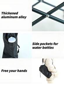 1 Multifunctional Baby Dining Chair. Two Styles: Regular And Canopy. Foldable Baby Seat. Suitable For Home And Outdoor Use. Comes With A Safety Buckle. Suitable For Babies Under 3 Years Old. Material: 300D Oxford Cloth + Aluminum Alloy Tube. Comes With A Storage Bag (Do Not Purchase For Babies Over 3 Years Old). - Grey - View 6