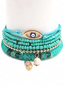 6 Peças Pulseiras Elegantes e Retrô de Estilo Olho Grego Minimalista, Adequado para Decoração de Looks Casuais Diários de Mulheres