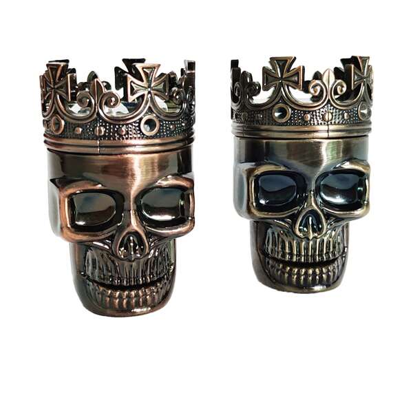 1PC，皇冠骷髅款塑料研磨器，有红铜/古铜两种颜色可选，三层研磨器，损坏机器塑料研磨器