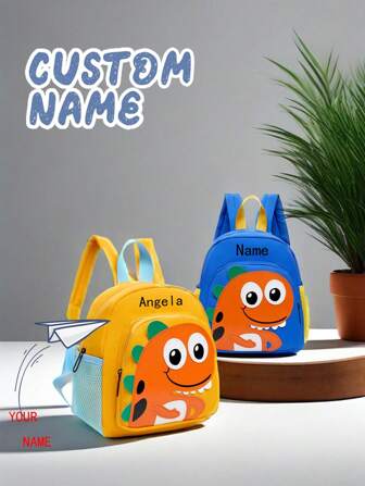 Mochila escolar con diseño de dinosaurio y nombre personalizable, disponible en múltiples colores, mochila escolar adorable para adolescentes, mochila con diseño de dinosaurio de dibujos animados para niños y niñas, mochila de viaje pequeña para bebés, multifuncional, ornamental, con letras, elegante, moderna, colorida, adorable, casual, personalizada, única, regalo ideal para él, regalo ideal para ella, niños, Urban Gala, viaje, escuela