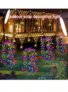 2/4/6/8pcs Solar Multi-Color Firecracker Lights, 200 LED Firework Fairy Lights, 8 Strong Light Modes, Powered By Solar Energy,IPX4 Waterproof, Very Suitable For Courtyard, Garden, Path, Party Decoration, Christmas, Halloween Decoration