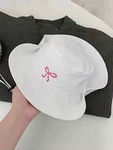 Bowknot Decor Sun Protection Hat, Versatile Outdoor Hiking Cap For Women, Chic Breathable Fabric Sun Hat, Bucket Hat