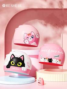 Silicone Swim Cap Waterproof, Ear Protective Swimming Cap, Beach Essentials, Beach Accessories, Pool Float - Multicolor - View 1