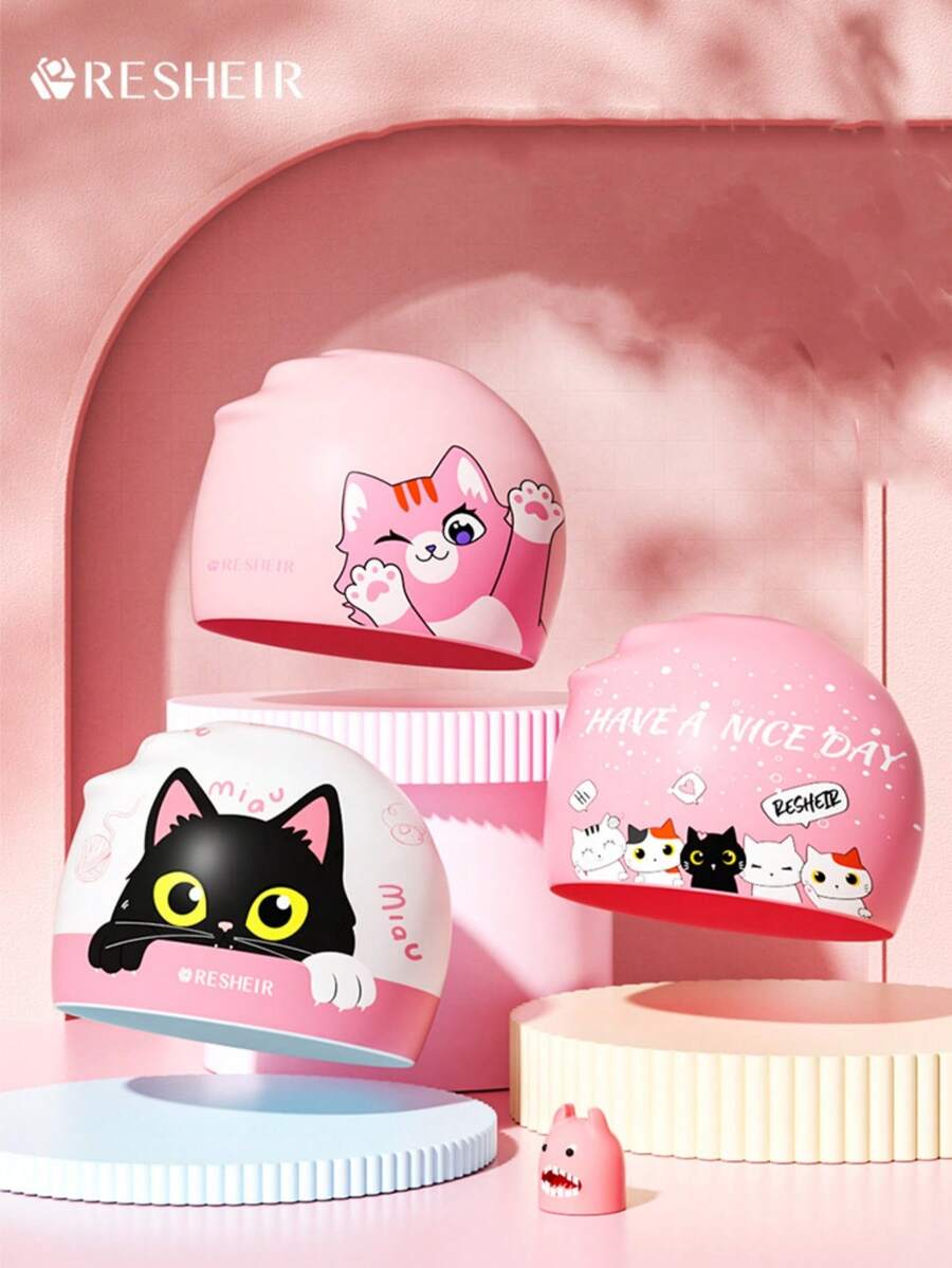 Silicone Swim Cap Waterproof, Ear Protective Swimming Cap, Beach Essentials, Beach Accessories, Pool Float - Multicolor - View 1