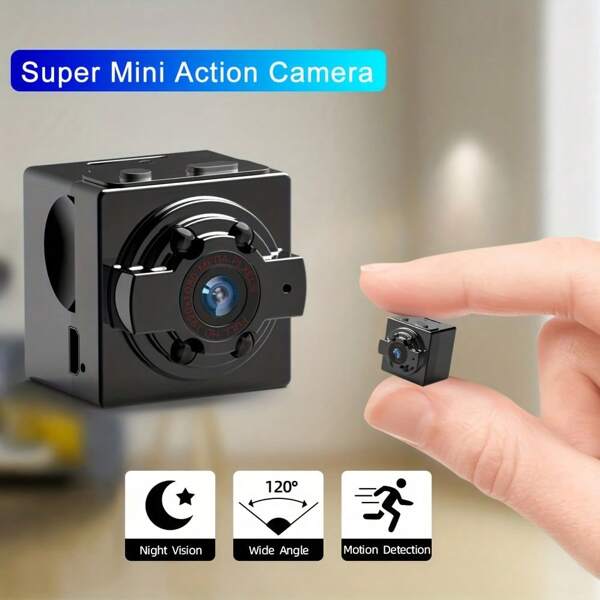 1pc Compact Ultra-Wide Angle Mini Camera With Infrared Night Vision & Motion Detection - Portable, Touch Control, Rechargeable Battery, Suitable For Outdoor Sports And Aerial Photography, Outdoor Sports Camera | Circular Lens Camera | Touch Screen Camera