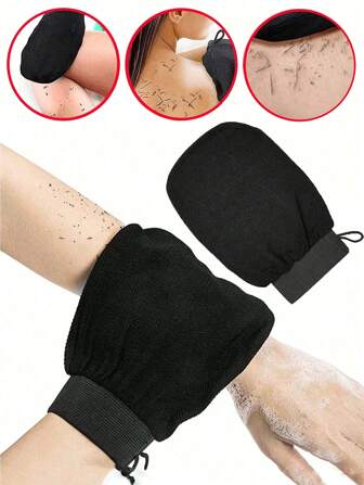 3 Pieces Deep Exfoliating Gloves For Smooth And Shiny Skin - Body Scrub Bath And Shower - Cleans Dead Dry Skin - Gentle And Effective Exfoliating Gloves, Korean Exfoliating Gloves, Exfoliating Gloves Visibly Remove Dead Skin, Great For Spray Tanning Or Keratosis Pilaris, Body Scrubs, Bags, Storage Pouches, Storage Boxes, Hair Clips Made Of 100% Viscose