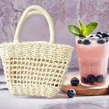 Beach Bags For Women Straw Bag Vacation Summer Hollow-Out Straw Beach Bag Tote Woven Purse Handbag - White - View 6