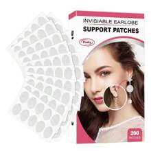 Shmian 200Pcs Clear Invisible Earlobes Protective Stickers For Stretched Ear Lobes And Relieve Strain From Heavy Earrings