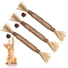 1 pieza Juguete de gato de madera de silvervine, juguetes de palitos de silvervine para gatos de interior, juguetes de masticado para gatos y gatitos agresivos, juguete dental para limpieza de dientes de gatitos, silvervine matatabi para gatos
