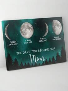 Personalized Family Moon Phase Canvas Print, Custom Names And Birth Dates, Unique Family Gift, Nursery Wall Art, Home Decor