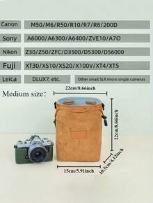 1pc Fluffy Camera Bag, Dual Pocket Design, Accessory Storage For Nikon Canon, Cameras - Green - View 2