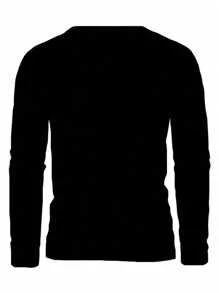 Men's Fashion 3D Cool Wave & Letter Print Long Sleeve T-Shirt, Casual Sport Comfort Crew Neck Top, Casual Style Spring Stylish Tee