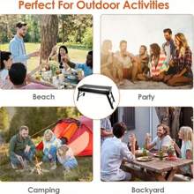 Barbecue portable et pliable avec hauteur réglable et étagère latérale intégrée - barbecue extérieur en métal robuste pour la cour, le camping, les pique-niques - design de rangement compact, housse de barbecue pour l'extérieur, finition en peinture aérosol durable