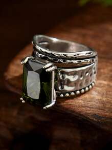 1pc Boho Style Vintage Silver Tone Women Wedding/Engagement Promise Ring, For Daily Wear