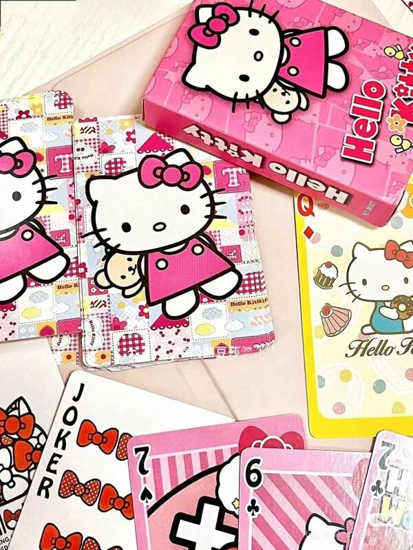 Sanrio 54 Stück Hello Kitty Sommer Wunder Kartenset, mit niedlichen Cartoon-Charakteren wie Kuromi, Jewelpet und Pompompurin, geeignet für gesellige Anlässe, Partys, Camping, Reisen, Feiertage und Feiern wie Vatertag, Abschluss, Schulbeginn