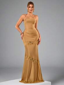Vestido de novia de primavera, vestido de novia, vestidos de cumpleaños para mujeres, vestidos blancos de verano para elegante vestido de novia, vestido de dama de honor, atuendo de invitado, vestido de noche, vestido de fiesta - Dorado - Ver 4