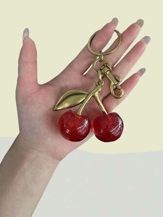 1pc Cherry Charm Accessory Women's Bag Or Keychain Pendant Cherry Adornment Individualized Bag Decoration For Women Car Accessories Bag Charm School