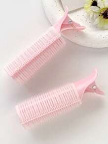 Two Pieces Of Pink Hair Clip Barrel, Modern Simple Air Liu Bangs Hair Curling Tube Eight-Figure Shaped Artifact Liu Bangs Hairpin Fluffy Curling Duck-Billed Hair Root Fluffy Clip