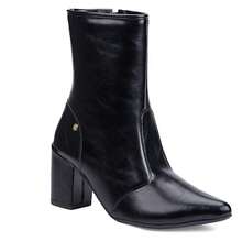 Domidona Women's Short Boot With Block High Heel And Pointed Toe - màu đen - Xem 2