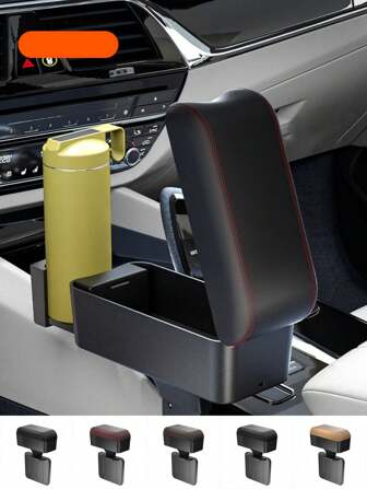 Adjustable Car Armrest Pad With Cup Holder, Comfortable Armrest Extender, Height Adjustable Arm Rest Storage Box For Most Vehicles