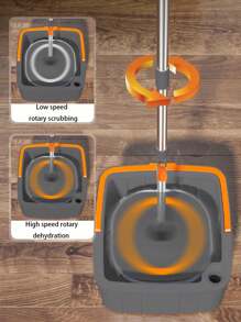 1set Wastewater Separate Mop, Rotating Mop, No Hands Washing Mop, 360 Degree Rotating Wringing Mop, 3 Pole Dirty Water Separation Bucket 1, Mop Plate 1, Mop Cloth 2, Home Flat Absorbent Mop