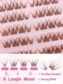 80 片棕色自粘睫毛簇蓬松 10-14 毫米混合长度套装，无需胶水蓬松单根睫毛自粘 DIY 睫毛延长预粘簇睫毛自然纤细睫毛延长 C 卷睫毛簇无需胶水无需卸妆假睫毛睫毛簇、睫毛簇、单根睫毛、睫毛、假睫毛
