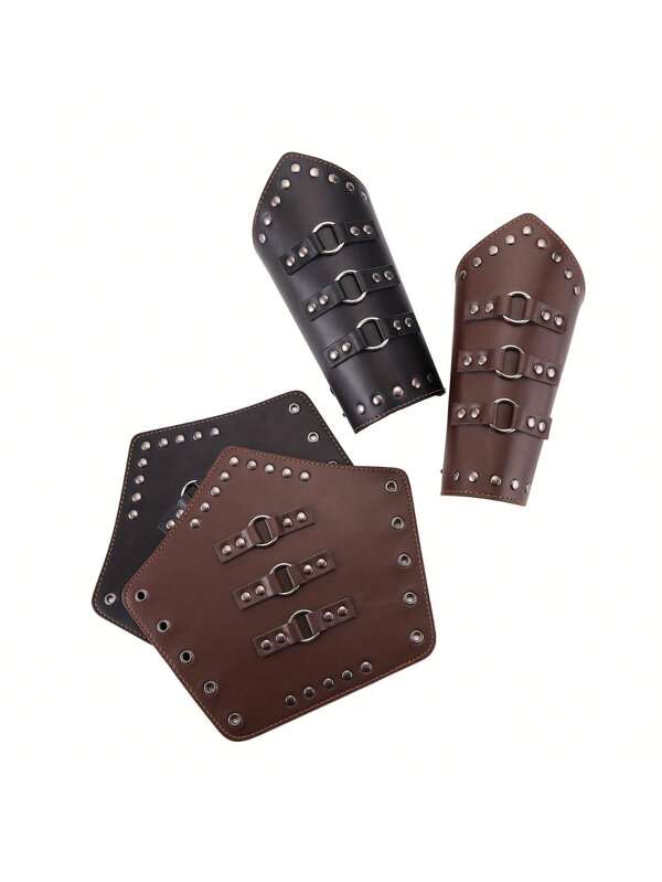 Brazaletes negros de brazo de estilo medieval renacentista, muñequeras de guerrero caballero vikingo retro, accesorios de disfraz y utilería para fotografía para hombres, suministros para LARP, accesorios para actuaciones