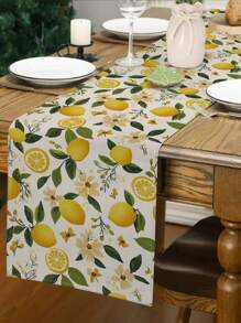 1pc Summer Lemon Flower, Sunflower Print Tablecloth, Kitchen, Dining Room Decor, Holiday Decor, Family Party Decor, Home Decor, Scene Decor, Outdoor Dining Table, Coffee Table Decor