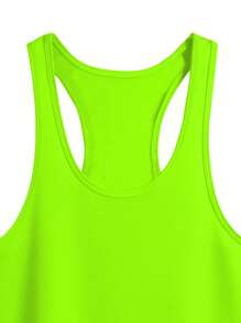 1 pièce Débardeur de sport pour femmes sans manches dos nageur ouvert en vert néon. Tissu respirant et fonctionnel parfait pour la gym, l'entraînement, la course, le yoga, la randonnée en plein air, le camping d'été, les week-ends décontractés et les vacances à la plage. Très pratique.