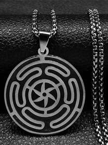 Colar Pingente de Roda de Hécate de Aço Inoxidável, Símbolo Mágico do Strophalos de Hécate, Pingente do Logotipo