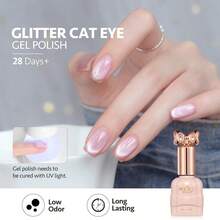 Enpisi 10ml Crystal Cat Eye Gel Nail Polish, Pink Glitter Holographic Nail Polish, Soak Off Semi-Permanent UV LED Reflective Translucent UV Gel - Multicolor - View 4
