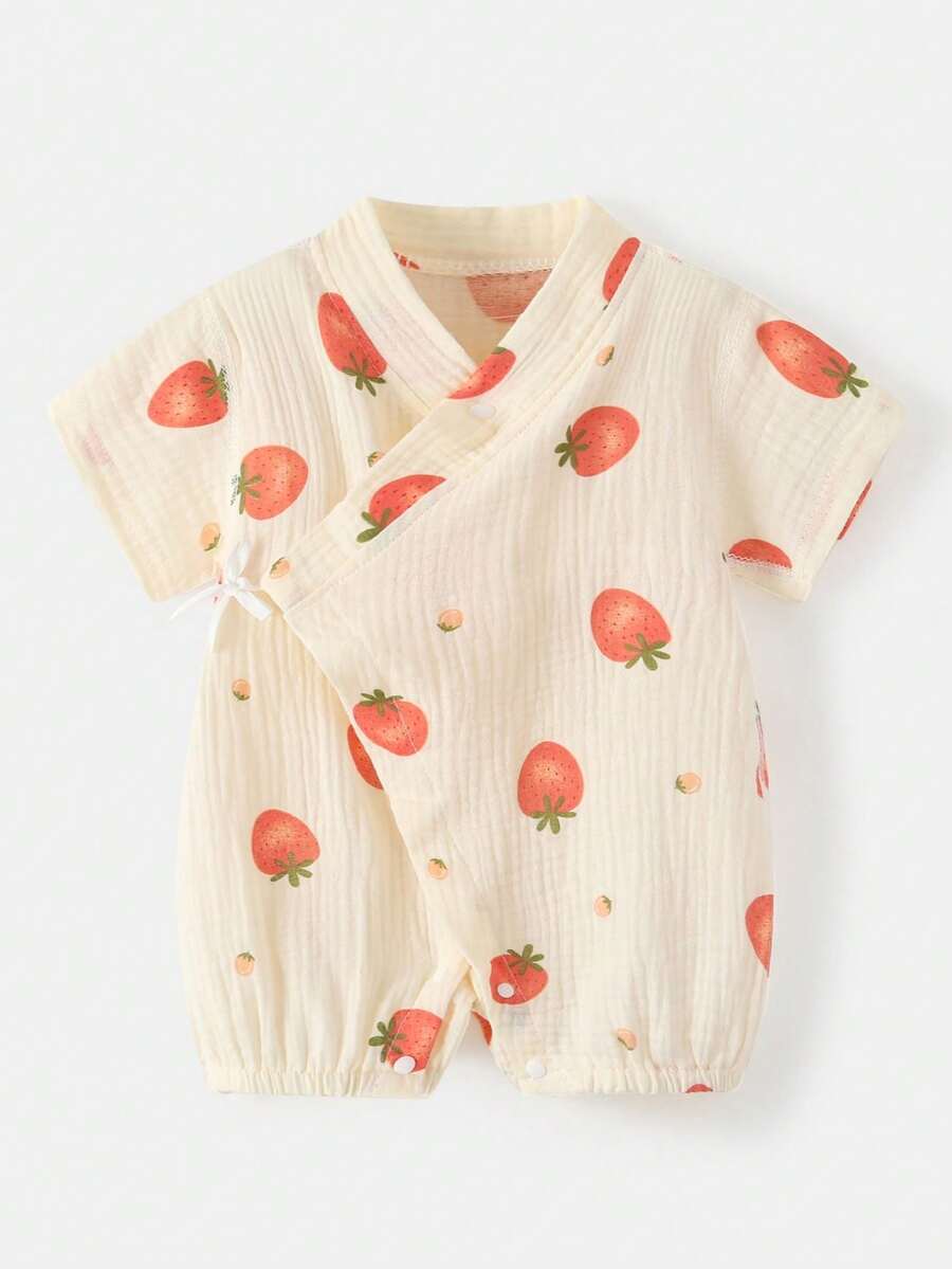 Baby Mädchen Sommer Kurzarm Bodysuit Dünne Gaze Bodysuit Neugeborenen Kimono Stil Kleinkind Outfit Weich Atmungsaktiv Baby Ideal für den Außenbereich Sanft zur Babyhaut