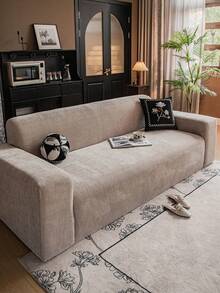 1 件纯色沙发套，可拉伸全覆盖沙发套，带有 3D 叶形图案设计，用于节日的保护性沙发装饰，附带 1 件靠垫套