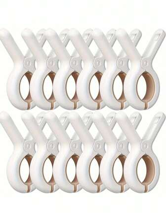 6/12件沙滩巾夹，重型塑料衣夹，毛毯晾衣夹，防风衣夹，家居用品