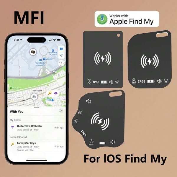 Wallet Tracker, Magnetic Charging Air Tag Card Works With Apple Find My APP (IOS Only, Android Not Supported), Item Finder Locator For Luggage Suitcase, Purse, Bag