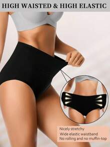 3 Pares de Calcinhas de Cintura Alta Femininas, Calcinha de Algodão Puro Plus Size, Respirável e Confortável, Cueca Básica Sem Costura e Elástica