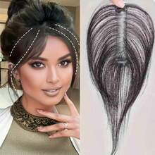 透气真发刘海片女士假发隐形夹片，适合更浓密的头发，遮盖白色，增加发量