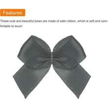 50PCs Mini Ribbon Bow 1 "Mini Fabric Satin Ribbon Flower Bows For Craft DIY Sewing Wedding Birthday Party Red - 深灰色 - 查看 4