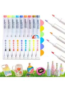 A Group Of 9 Pieces To Form A Color Series. These Are Soft-Tip Acrylic Markers, Which Are Also Art Pens For Drawing. Can Be Used For Color Layer, Does Not Penetrate Paper, Suitable For Graffiti On A Variety Of Surfaces. Colorful , Back To School Gifts