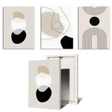 1pc/3PCS Wall Arts Posters Modern Abstract Geometric Beige Black Bohemian Poster Canvas Art, Suitable For Residential And Dormitory Walls, Living Room And Bar Decoration, Dining Room Or Bathroom, Room Decoration, Frameless High-Quality, Indoor/Outdoor Canvas Art, Frameless/ With A Frame