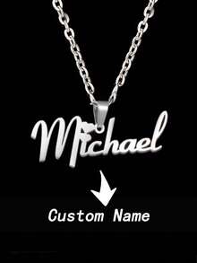 Personalized Custom Name Necklace, Women's Stainless Steel Jewelry, English Letter Clavicle Chain Necklace, Ideal Gift For Couples, Friends, Family, Mother's Day And Other Occasions Gold, Silver Fashion, Autumn Fashion, Shrinkage, Simple, Casual, Old Money Customization Christmas Gifts - Silver 2 - View 5