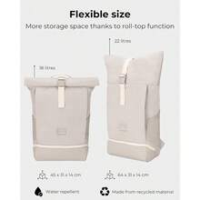 Johnny Urban Roll Top Backpack For Women And Men Allen Large Rucksack For School University Work Laptop Compartment 16 Inch WaterRepellent - Grey - View 3