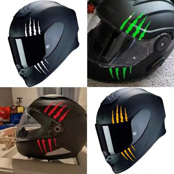 8pcs Random Color Monster Claw Line Decals Motorcycle Helmet Stickers