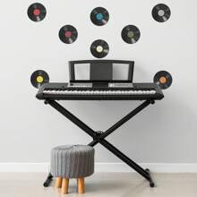 8pcs/Pack Waterproof Vinyl Record Shaped Wall Sticker With Dj Music Vintage Record Pattern For Home Decorations In Bedroom, Living Room, Entryway, Etc Room Decor Wallpapers Wall Paper Wallpaper Bathroom Kitchen Stickers Personalised Stickers Wall Decor Wall Stickers