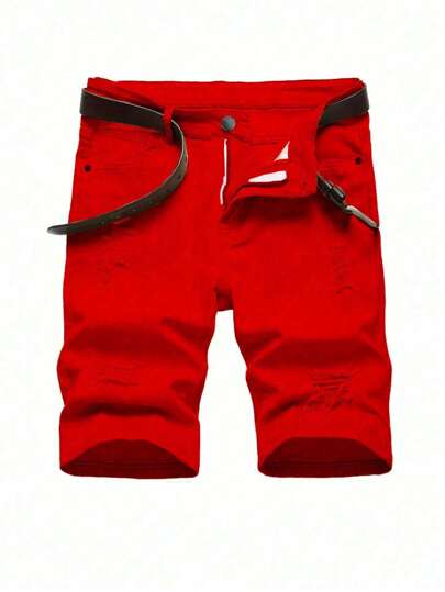 Lässige zerrissene Jeansshorts mit schrägen Taschen für Tween-Jungen, Sommer